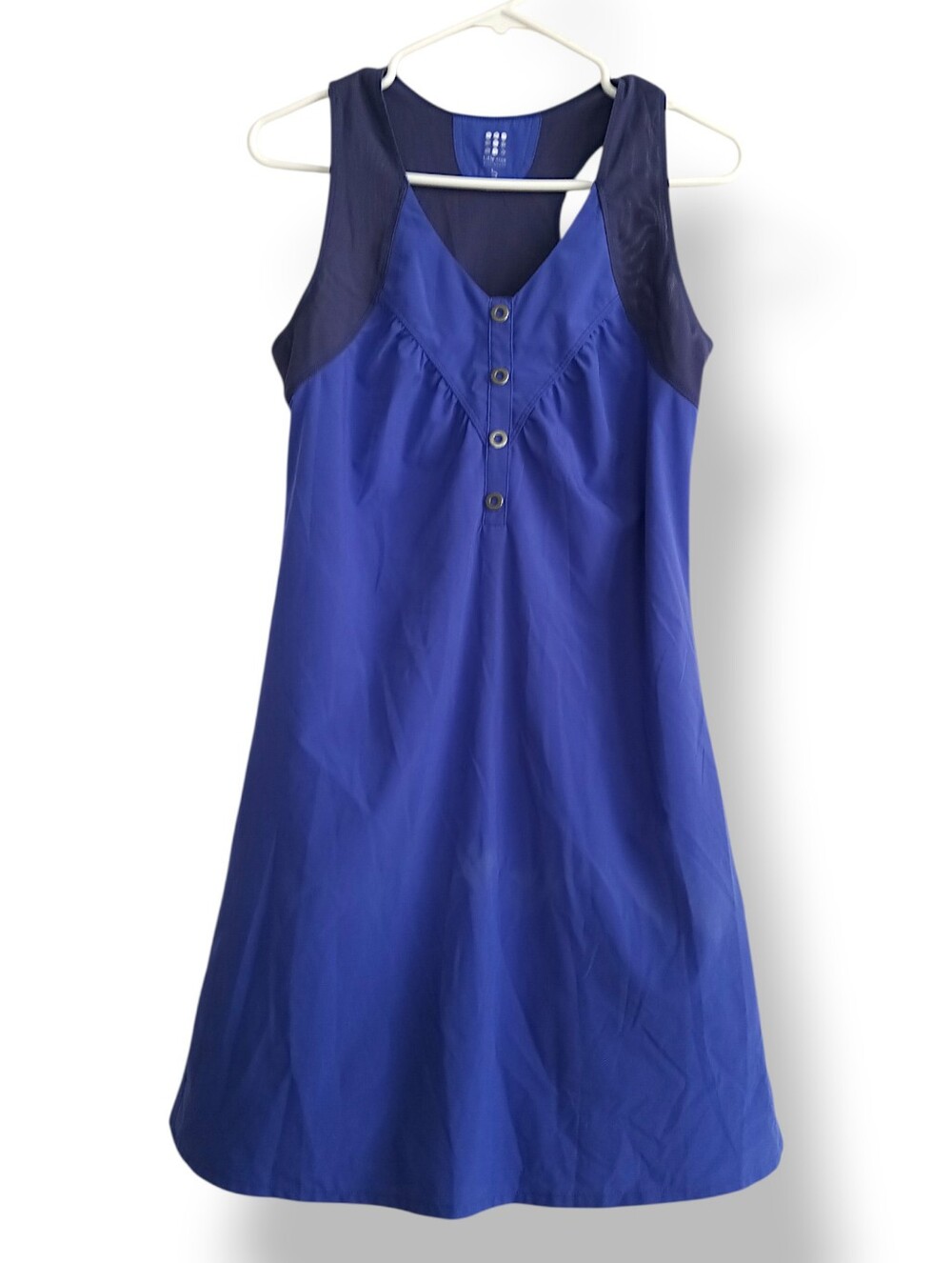 Title Nine Royal Blue Athletic Midi Dress Vneck Button Down Activewear Gorpcore